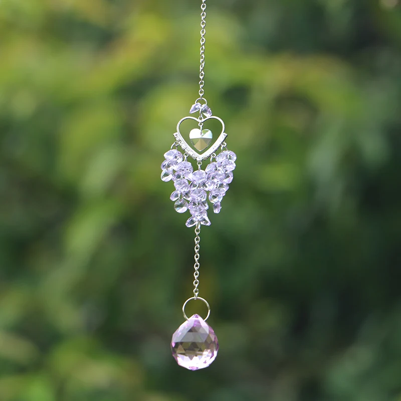 1PCS Hanging Heart Suncatcher Prism Pendant for Home Office Garden Decoration Rainbow Maker Window Pendant