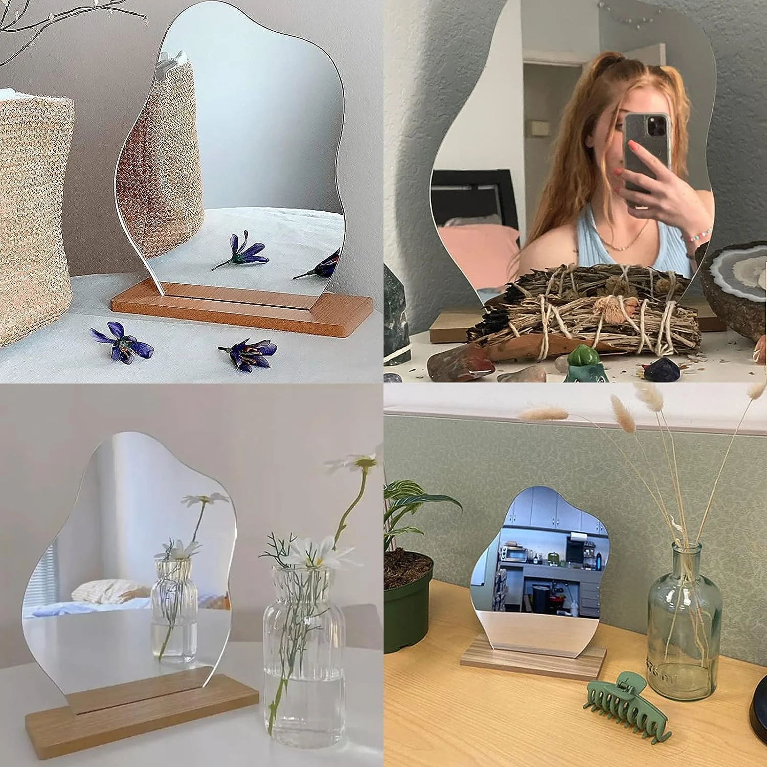 Rahmenloser, wolkenförmiger Spiegel fürs Schlafzimmer