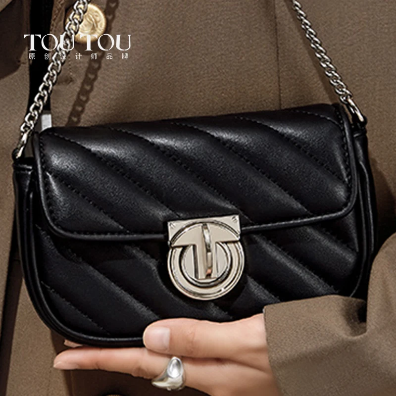 TOUTOU Genuine Leather Bolsas Chic Shouler Bag, Mini Quilted Shoulder Bags for Women, Designer Luxury Bag For Daily Use
