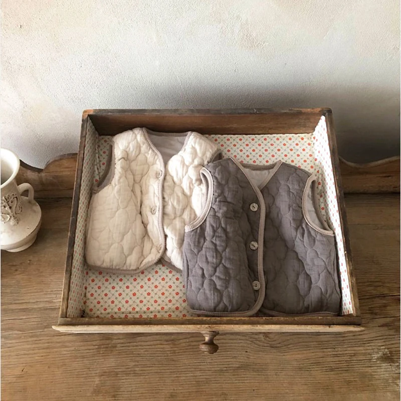 Winter Newborn Baby Boys And Girls Cotton Vests Children Casual All Match Waistcoat Sleeveless Warm Baby Solid Coat Clothes