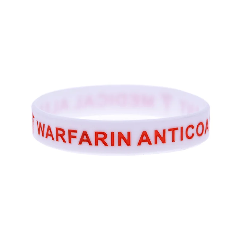 1PC/3PCS Warfarin Anticoagulant Silicone Wristband Medical Alert Rubber Bangle Adult Size 3