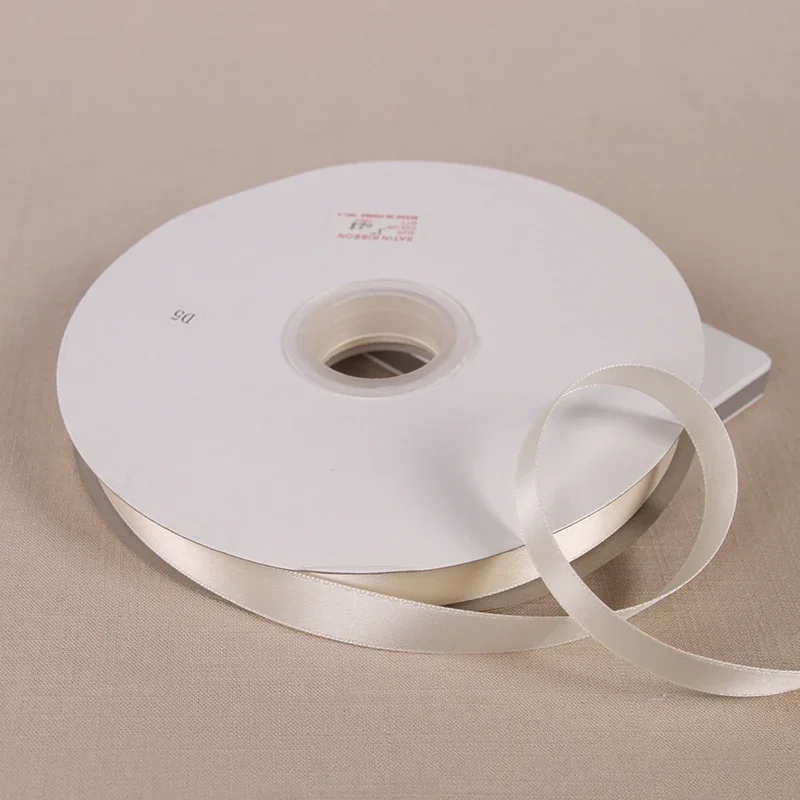 (91 meters/roll) Beige Single Face Satin Ribbon Gift Wedding Christmas Decoration DIY Webbing Card Gift Wrapping