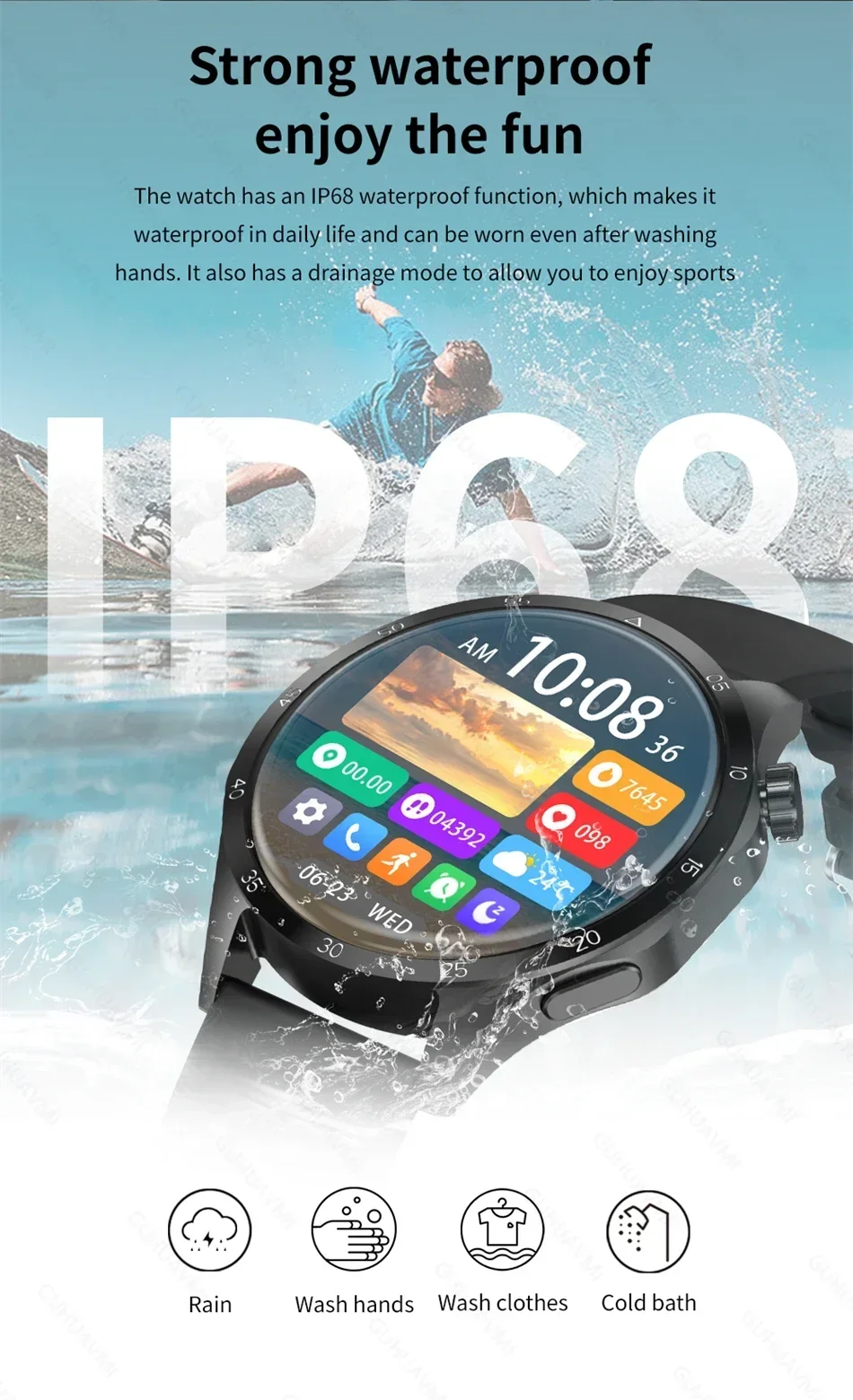 NFC smartwatch waterproof GPS watch with sleep tracker