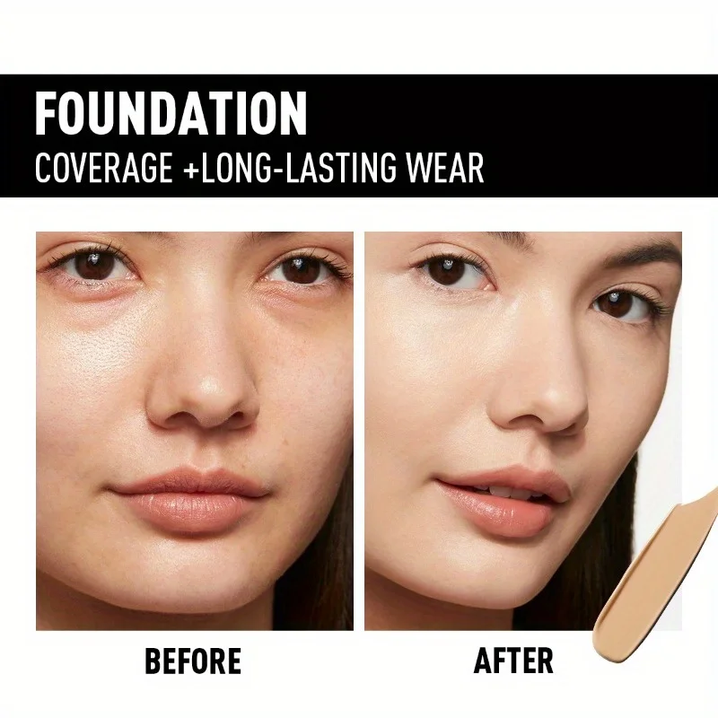 PECOLOVERS Matte Finish Liquid Foundation - Oil-Control, Waterproof, Full Coverage Concealer for All Skin Tones 5
