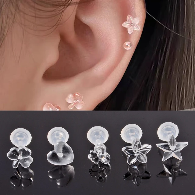 4 Styles Silicone Earring Backs For Studs Clear Earring - Temu