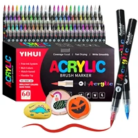 12/24/36/48/60 Colors Acrylic Paint Pens Markers Brush Tip Paint Markers For Rock Painting Wood Stone Glass Gift DIY Crafts 1