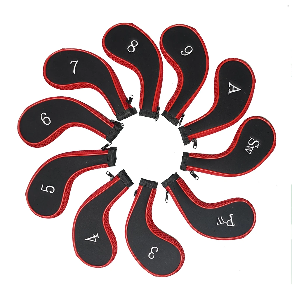 

10 Pcs/Set Golf Clubs Iron Head Covers Golf Club Iron Putter Protect Set Number Printed with Zipper For Man Women