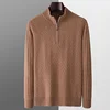 100% wool sweater men's knitted semi high neck casual warm long sleeved sweater autumn and winter new pullover sweater men tops 1