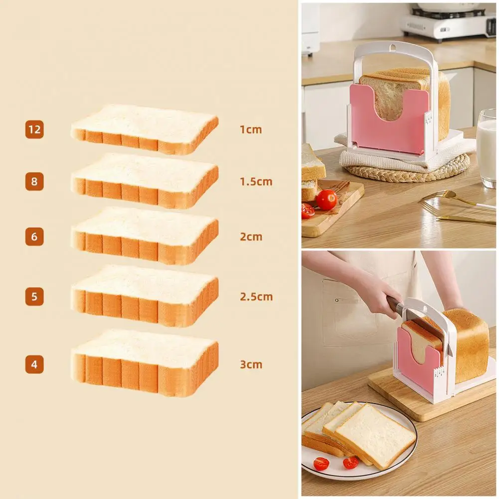 홈메이드 빵을 위한 빵 슬라이서, 균일한 간격의 슬롯과 안정적인 홀더가 있는 접이식 빵 커터, 주방 도구