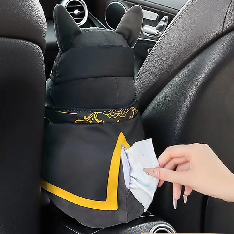 Cartoon Cute Car Tissue Box Creative Car Armrest Box Garbage Can 2 In 1 Tissue Bag Multi-functional Storage Bag For Home Office
