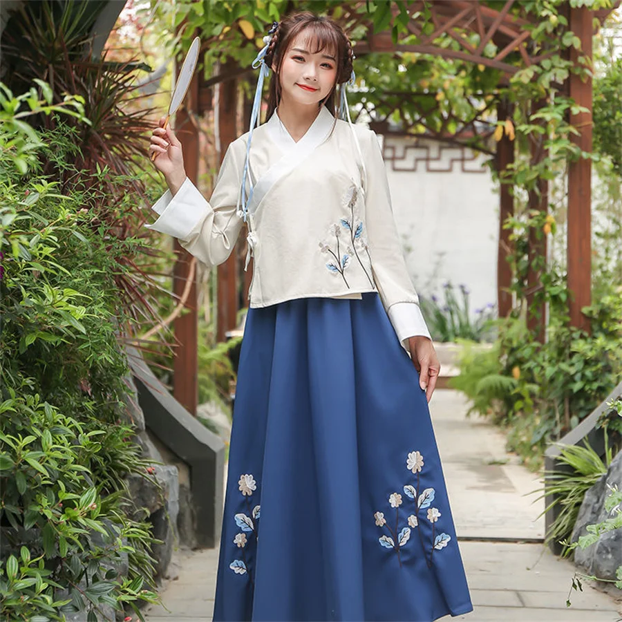 

Women Hanfu Cosplay Oriental Ancient Lady Top And Skirt Two Piece Han Chinese Clothing Suit tang Costume Women Dress