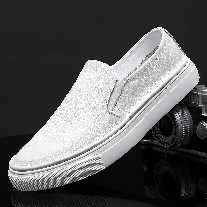 

Genuine Leather Shoes Men slip on Brand Footwear Non-slip Thick Sole Fashion Men Casual Shoes Male High Quality Cowhide Loafers