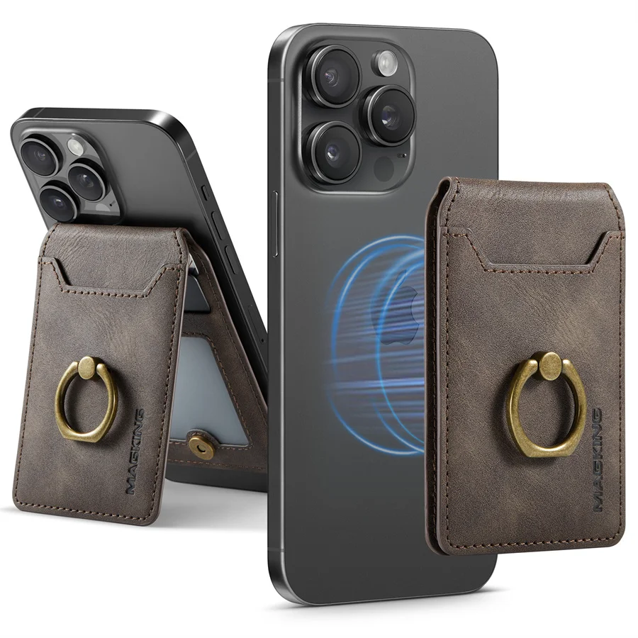 Magnetic Finger Ring Wallet with 360° Rotation and Kickstand