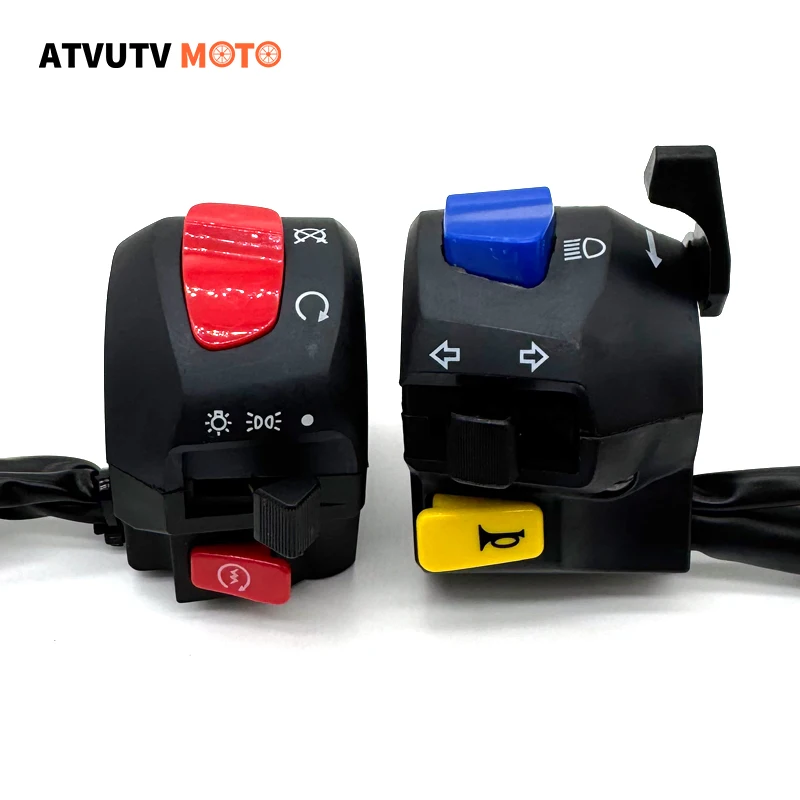 22mm 7/8" Motorcycle Handlebar Switches Horn Turn Signal Headlight Electric Start Handlebar Controller Button EN HJ