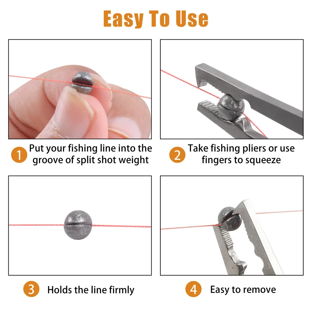 120Gram/box Round split shot fishing weights Removable Fishing