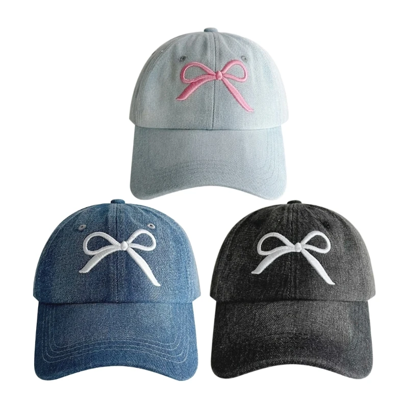 

Embroidery Bowknot Baseball Caps Comfortable Eye Catching Duckbill Hat for Adult