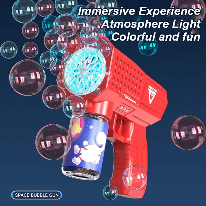 Bring 2 bottles of 50ml bubble water 2pcs bubble guns handheld kids fully automatic outdoor toy Children's holiday gift toy 5