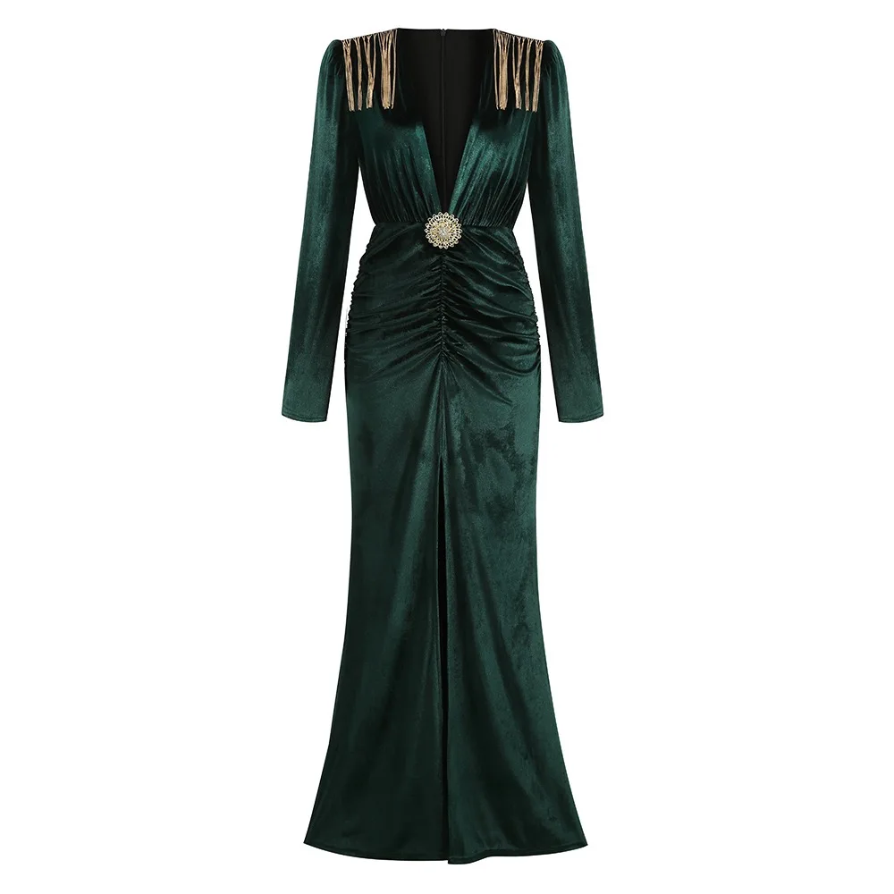 green emerald velvet dress S/S 1996 Gucci by Tom Ford runway and campaign silk velvet burnout gre –  (that)bityou vintage main image 0