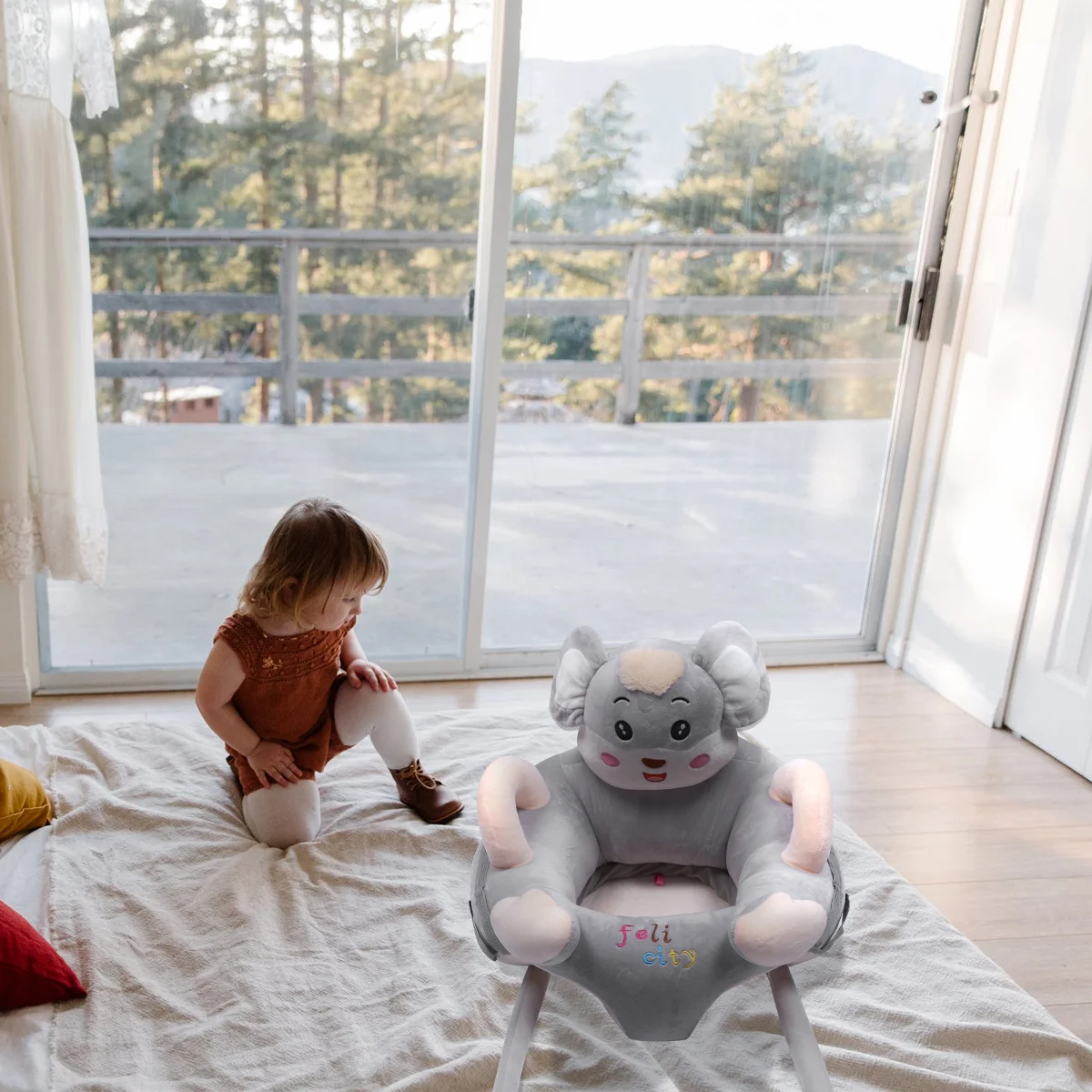 

Toddler Sofa Baby Learning Seat Sitting Chair Support Cotton Cartoon-leg Plush Sofa Toy Cushion Guard