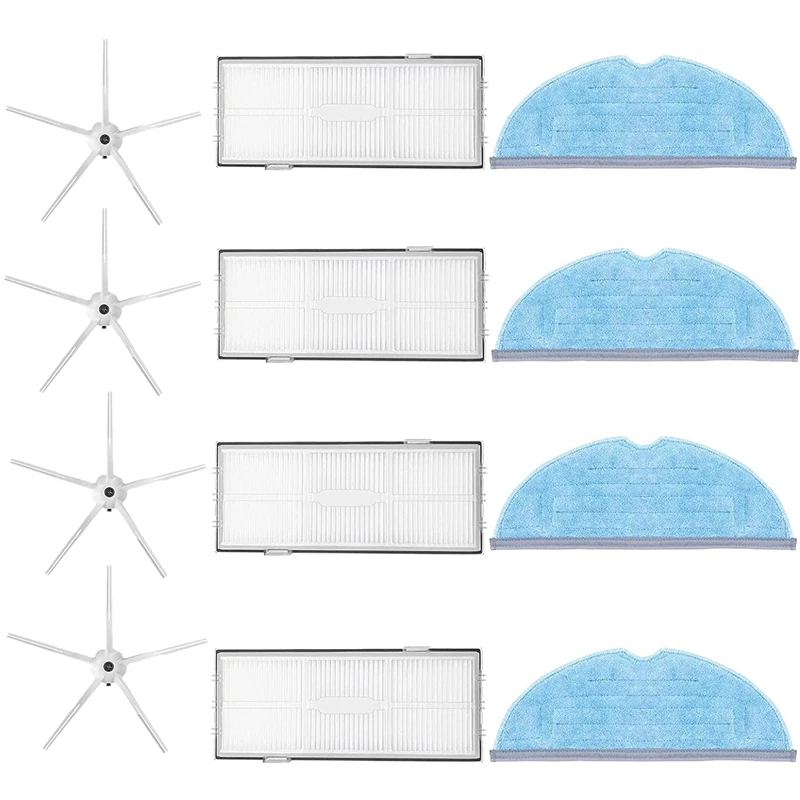 

12Pcs Accessories For Xiaomi Roborock S7 Vacuum Cleaner Parts 4 Hepa Filter 4 White Side Brush 4 Mop Cloth Pads
