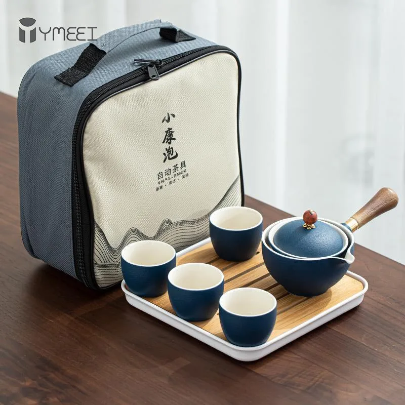 

Чайный набор YMEEI фарфоровый в китайском стиле Гун-фу с вращающимся на 360 градусов заварочным устройством ручная работа чайник чашка дорожный портативный подарочный пакет