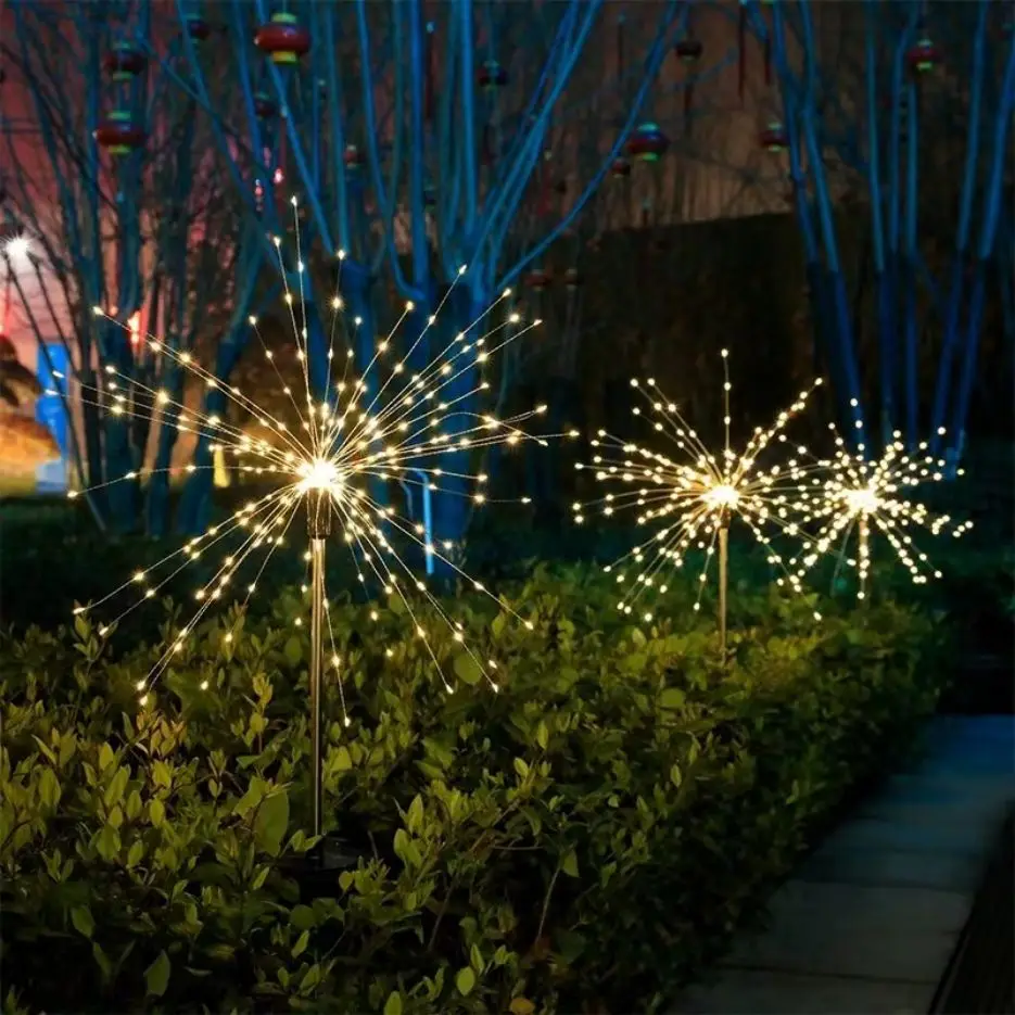 Solar Firework Light Grass Globe Dandelion 90/150/200 LED Fireworks Lamp For Garden Lawn Landscape Holiday Christmas Lights