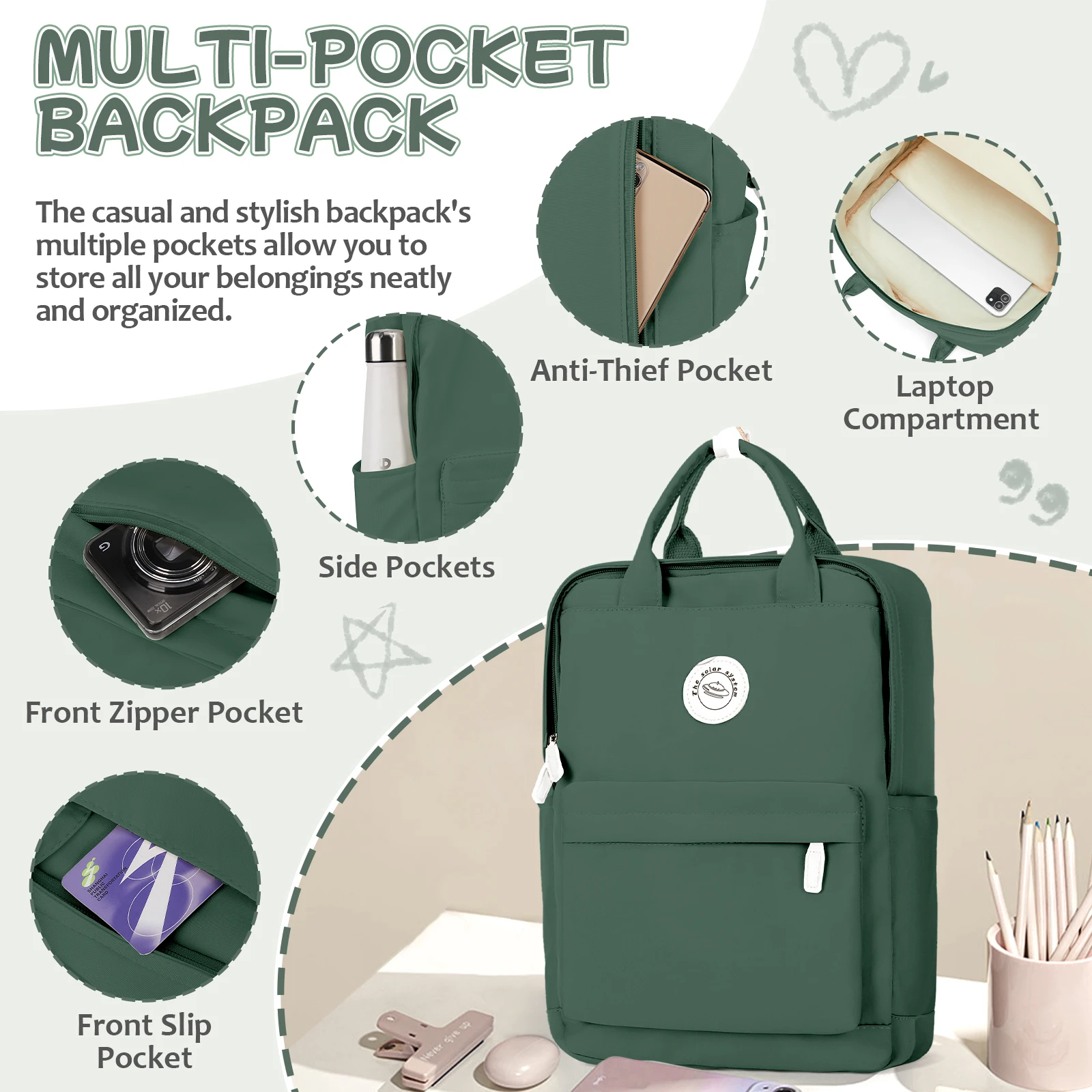 Shoulder Bag Teenager Backpack School 40x30x13 for Students，Large Capacity Campus Backpack Women Leisure Travel Backpack Bagpack