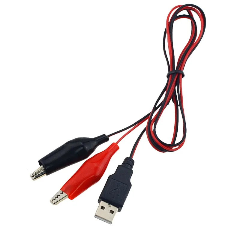 Alligator Test Clips 60cm Cable USB Male Connector Power Supply Adapter Wire Roach Clip Test Jumper Wire Clamp Clamps