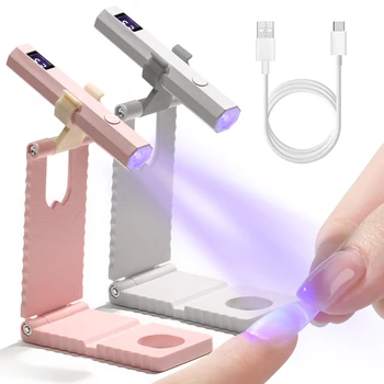 LINMANDA Nail Lamp with Stand Handheld UV Light with LCD Display Rechargeable Portable Mini Nail Dryer UV Lamp for Nails Art