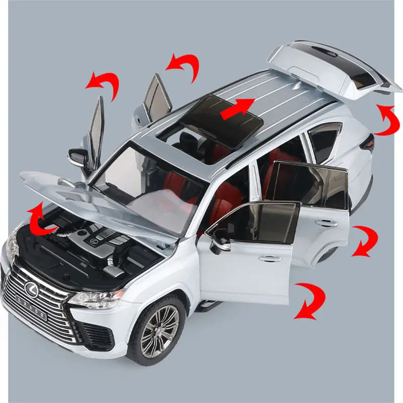 1:24 LX600 SUV Alloy Car Model Diecast Metal Off-road Vehicles Car Model Simulation Sound and Light Collection Children Toy Gift 3