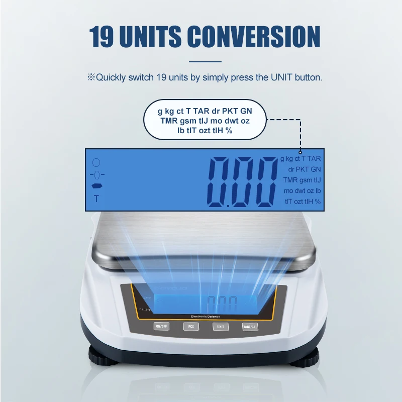 Balança digital de precisão, 5kg, 0.01g, laboratório, balança eletrônica, tela retroiluminada, joias, balança de cozinha, 100-240v 2