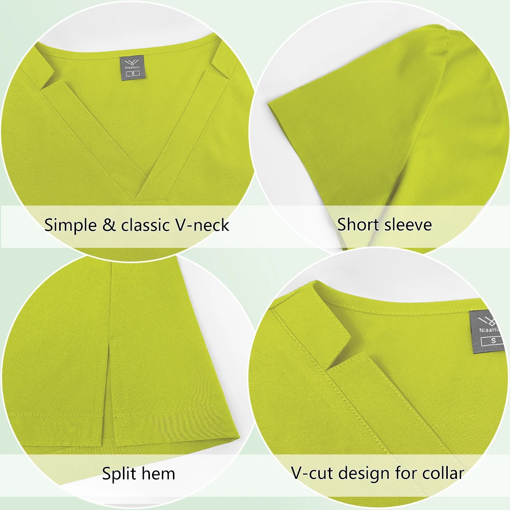 الزي الطبي للنساء بلوزات على شكل حرف v مستقيمة الس...