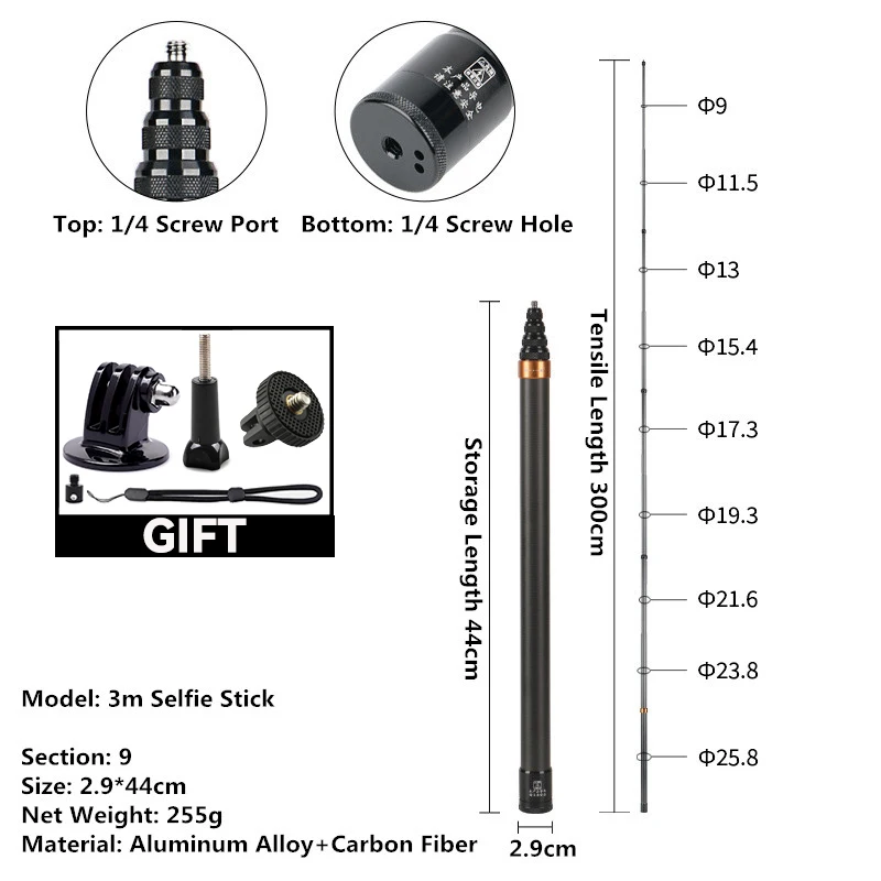 Rotating Handle Aluminum Selfie Stick with Tripod Base