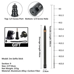Rotating Handle Aluminum Selfie Stick with Tripod Base (300 CM Gold)
