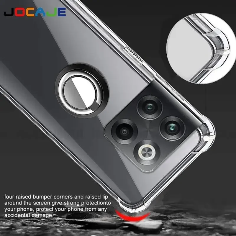 Clear Soft Silicone Phone Case with Ring Holder and Airbag Shockproof Protection