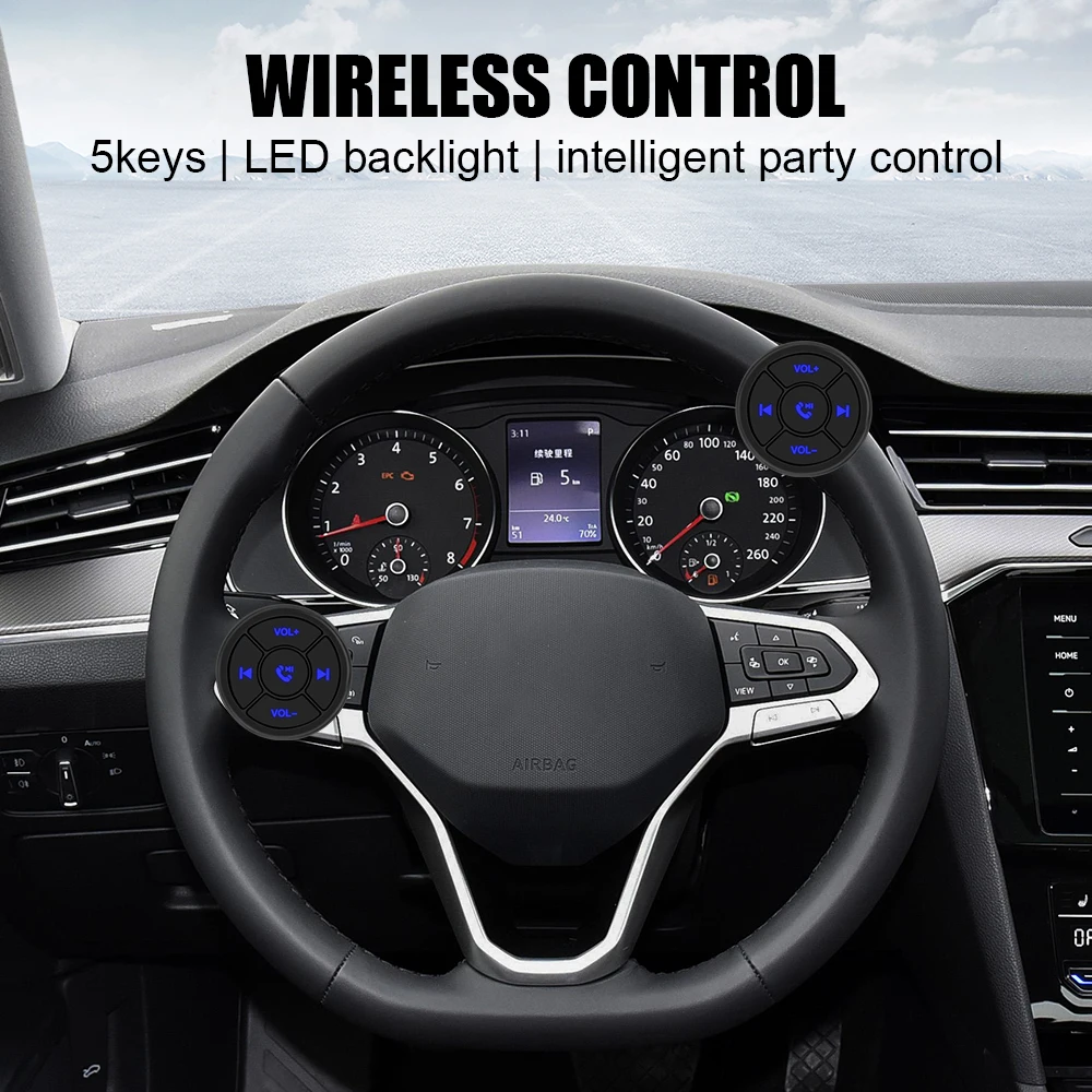 5 Keys Car Motorcycle Steering Wheel Button Wireless Controller Wireless Bluetooths Remote Controller For IOS Android