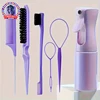 6pcs Hair Brush Set Spray Bottle Hair Braiding Loop Rat Tail Comb Teasing Hair Brsuh Edge Hair Brush Curly Hair Accessories 1