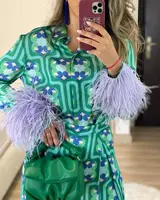 Fashion Printed Shirt Tops For Women European And American Style New Loose Wide-leg Trousers Street Style Casual Suits - Image 4