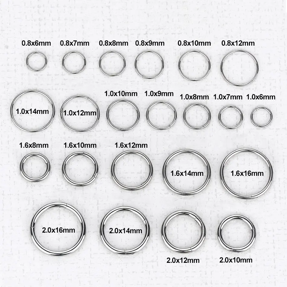 Nose Ring Body Clip Hoop Cartilage Piercing Segment Nose Hoop Septum Clicker Lip Ear Ring 5Pcs