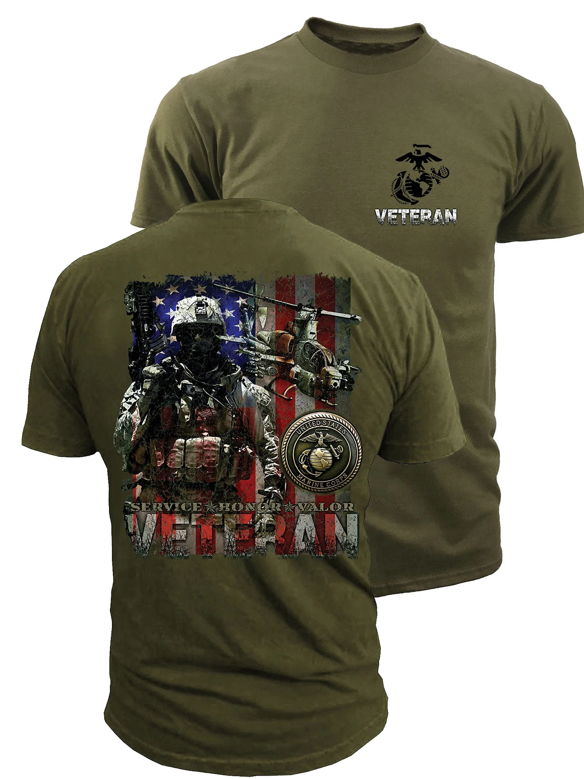 US Marines Corps Veteran Flag T-Shirt New 100% Cotton Short Sleeve Casual O-Neck Summer Mens T-shirt Size S-3XL 4