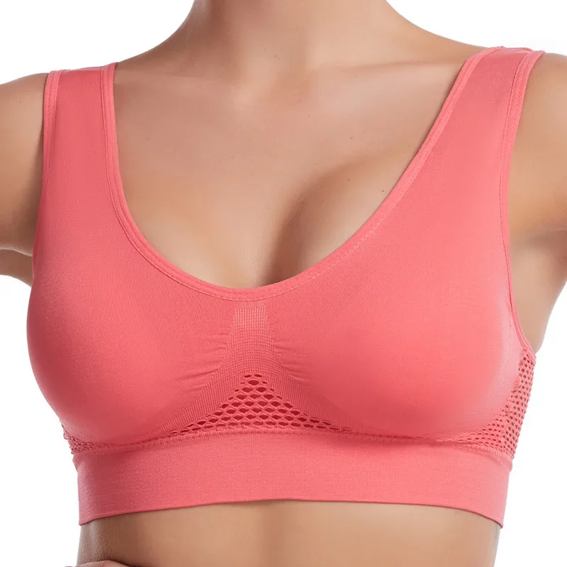 S-7XL Plus Size Grid Air Holes Bra sports without underwire Women's Underwear Shock-proof Yoga Running Brassiere Hollow out Vest 3