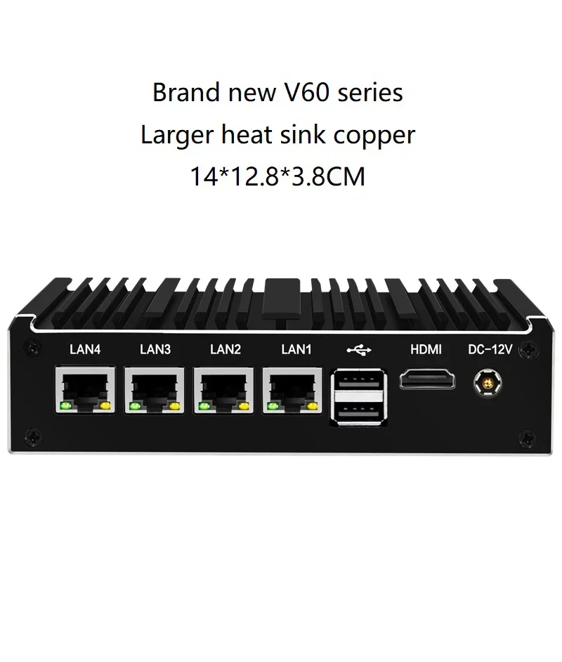 Fanless MINI PC Firewall Appliance Intel Celeron J4125 Soft Router Quad-Cores 4x LAN 2.5G i226V Network Card Pfsense OPNsense 2