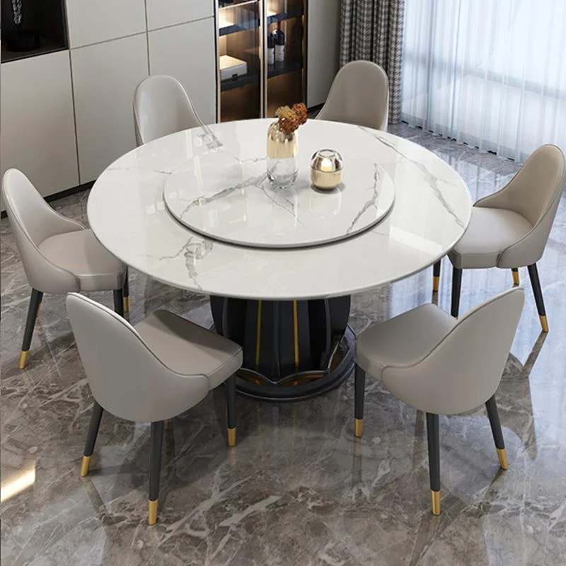 Modern Minimalist Light Luxury Round Table With Turntable Nordic High ...