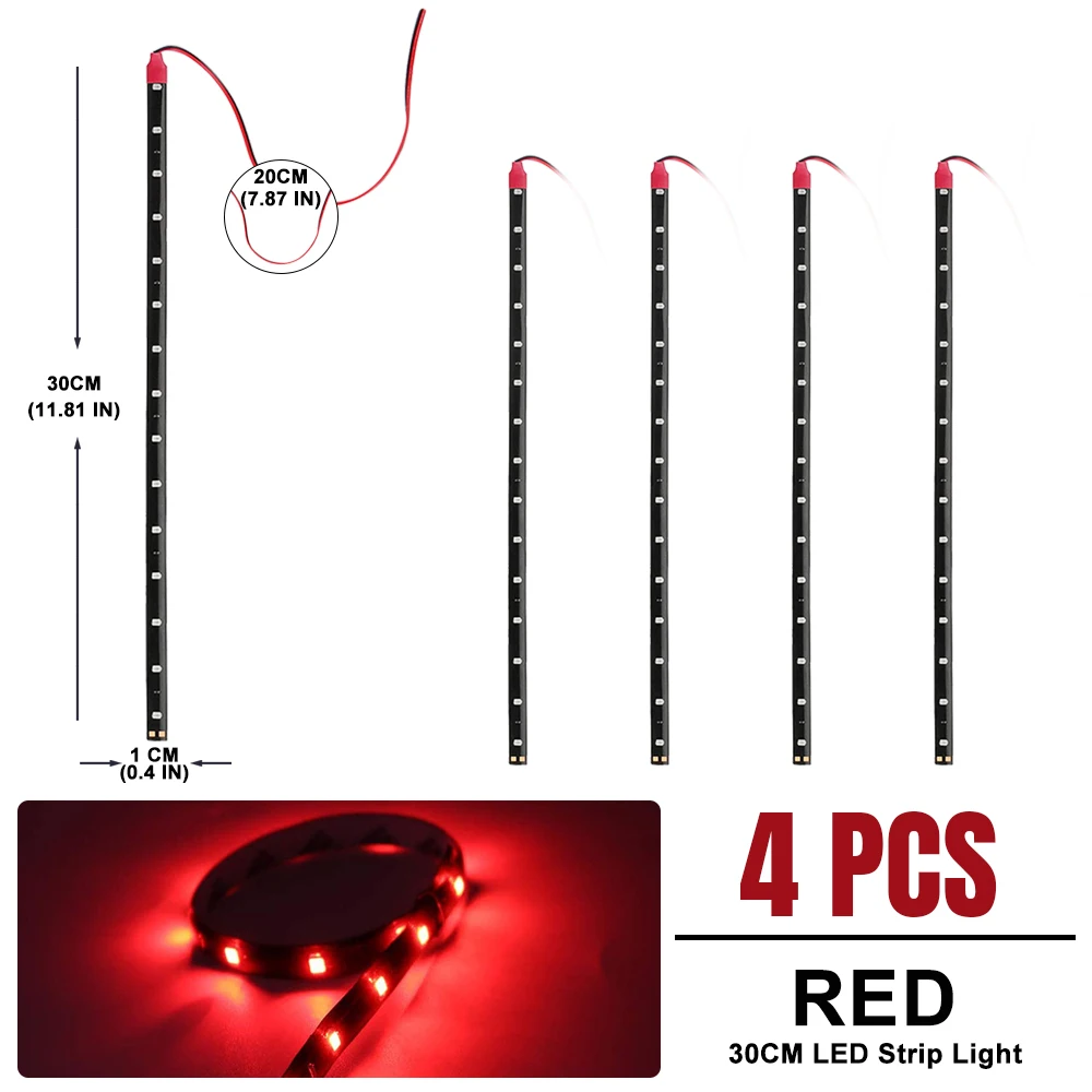 ตัวเลือกสินค้า แถบไฟ LED ตกแต่งภายในรถ 15 ดวง สีแดง 30 ซม.