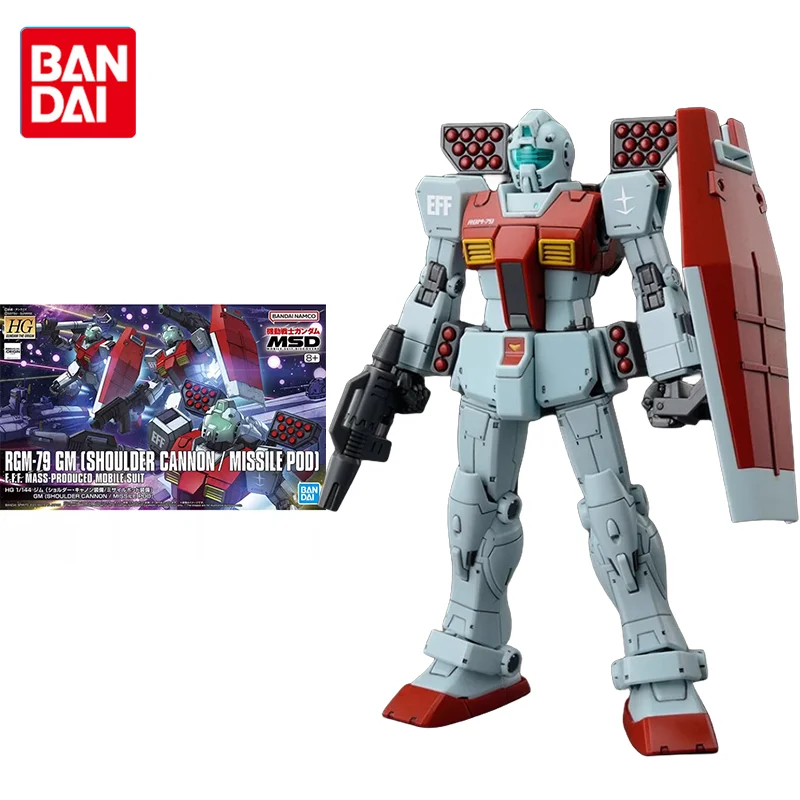 

Bandai Original Gundam Model Kit Anime Figure HG 1/144 RGM-79 GM(SHOULDER CANNON/MISSILE POD) Action Figures Toys Gifts for Kids