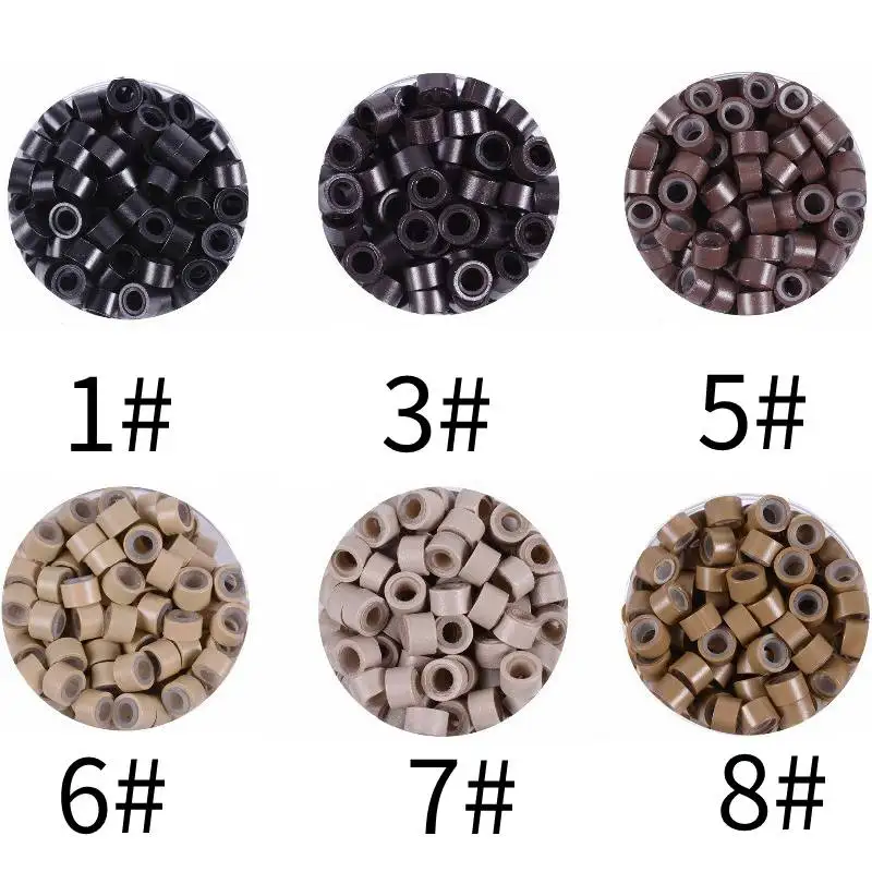 1000pcs 헤어 익스텐션을 위한 실리콘 라이닝 마이크로 비즈 전문 헤어 익스텐션 마이크로 링 비즈 헤어 익스텐션 액세서리