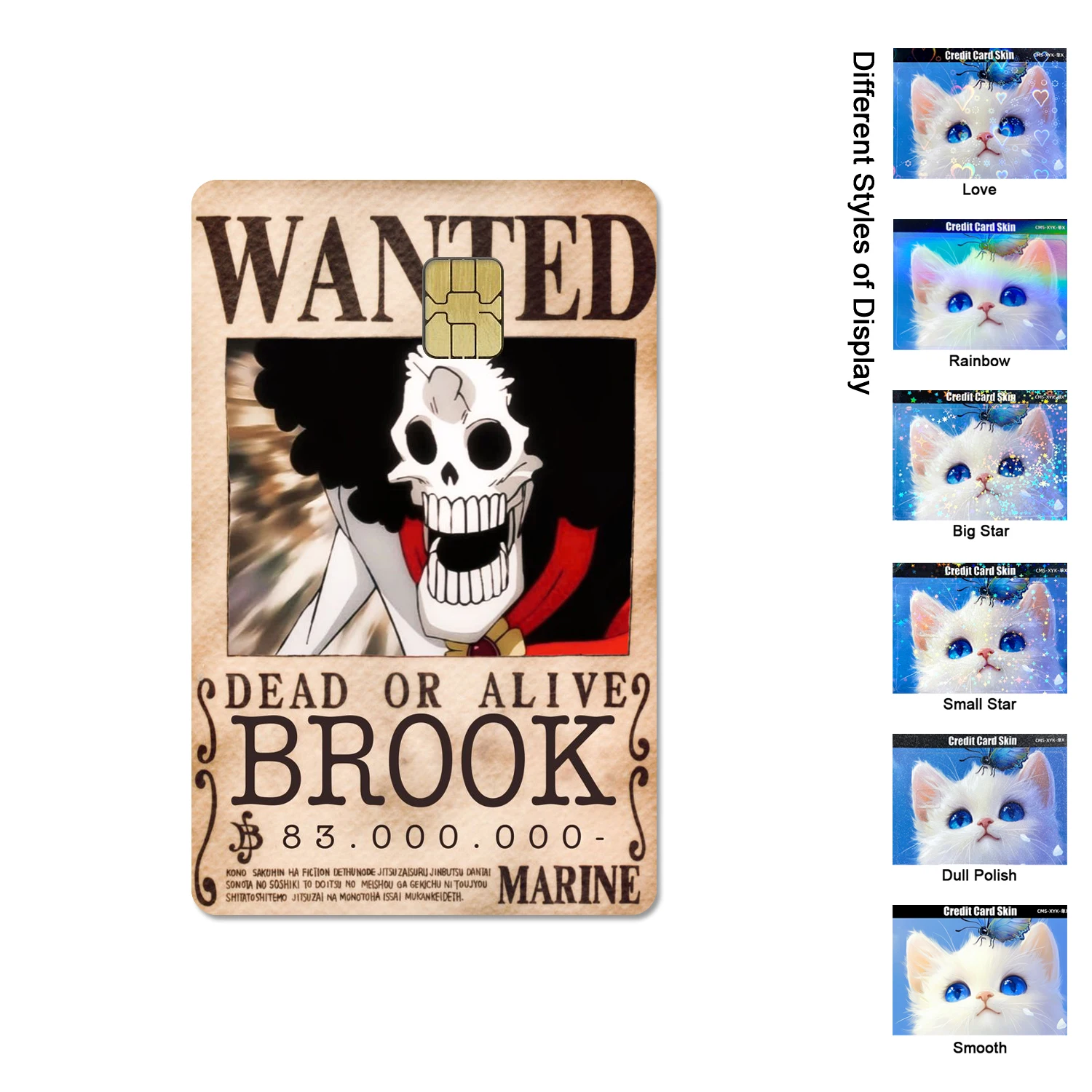 One Piece Animation Wanted Ruffy Ace 2.5D HD Matte PVC Aufkleber Film Tape Skin für Kreditkarte Debitkarte Wasserdichter Aufkleber – Detail 2
