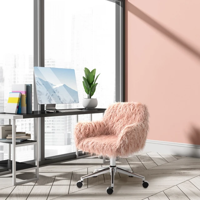 Pink fuzzy sale office chair