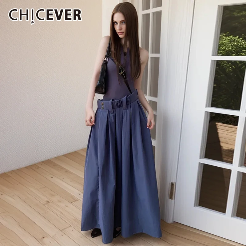 

Повседневные платья CHICEVER для женщин с круглым вырезом без рукавов с открытыми плечами с высокой талией в стиле пэчворк со складками свободный сарафан с цветными блоками для женщин Новинка