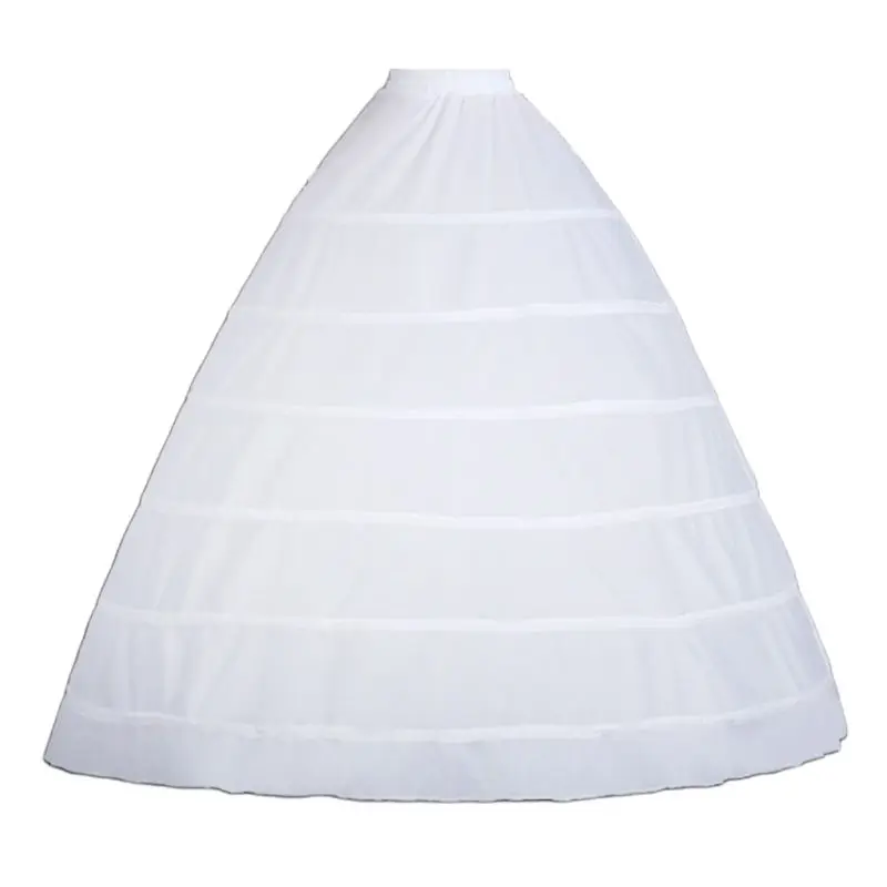 

Women Full 6 Hoop Skirt Ball Gown Petticoat Floor Length Underskirt Slip f